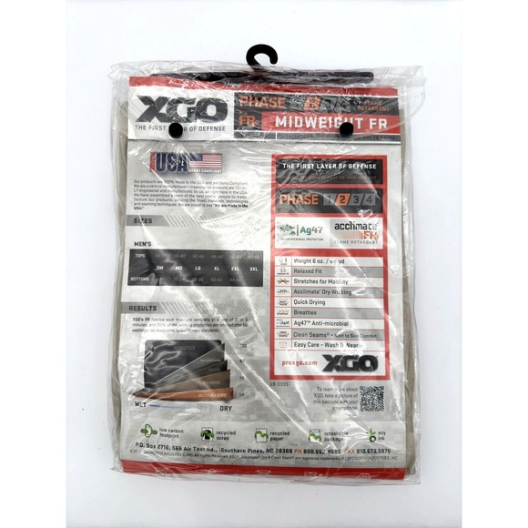 2 PAIR, XGO PHASE 2 MIDWEIGHT FLAME RETARDANT LONG JOHNS LARGE, 2F12V - Picture 4 of 5